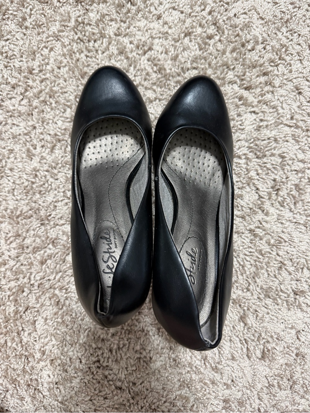 Life Stride Black Slip-On Round-Toe Heels